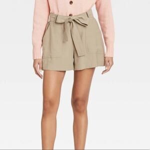 A New Day Linen Paperbag Shorts Size 6 Brown